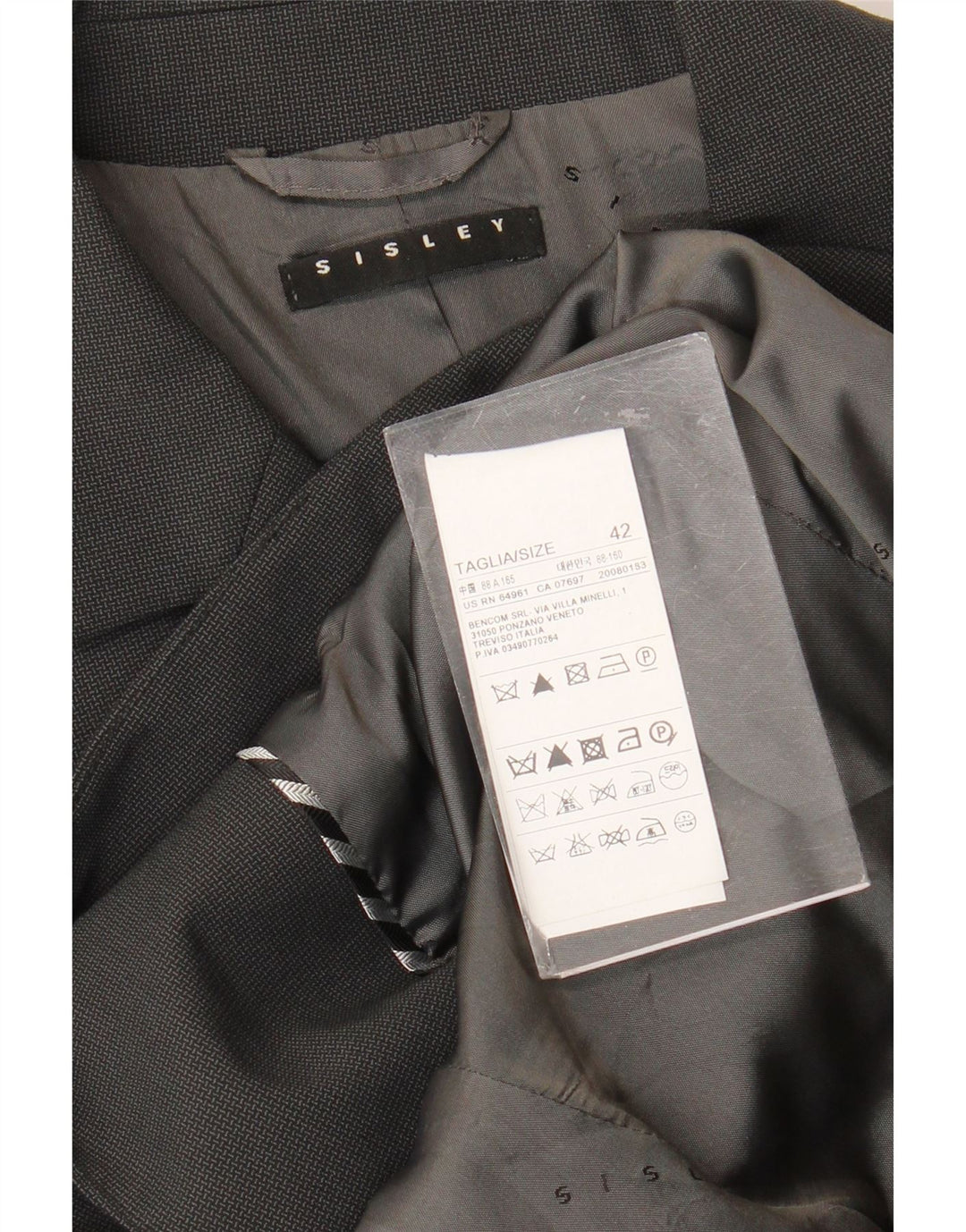 Sisley Damen 2-Knopf-Blazerjacke IT 42 Mittelgraues Polyester