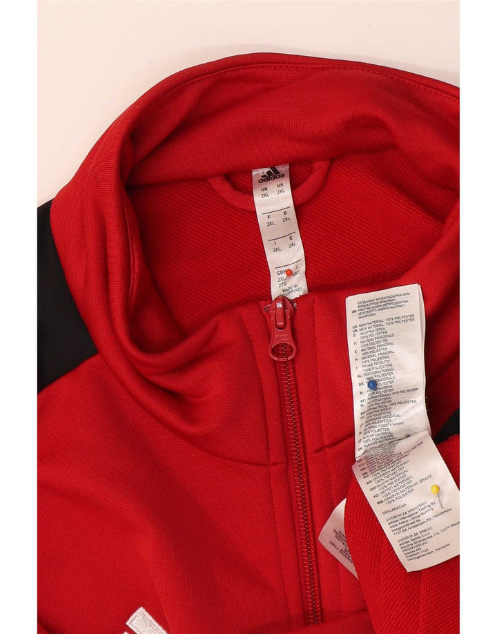 Adidas Herren-Trainingsanzug-Oberteil, Jacke, 2XL, rotes Colourblock-Polyester