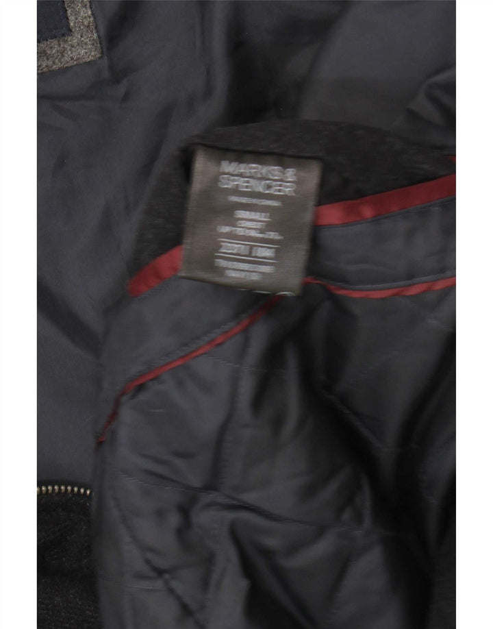 Marks & Spencer Herren Bomberjacke UK 36 Small Marineblaue Wolle