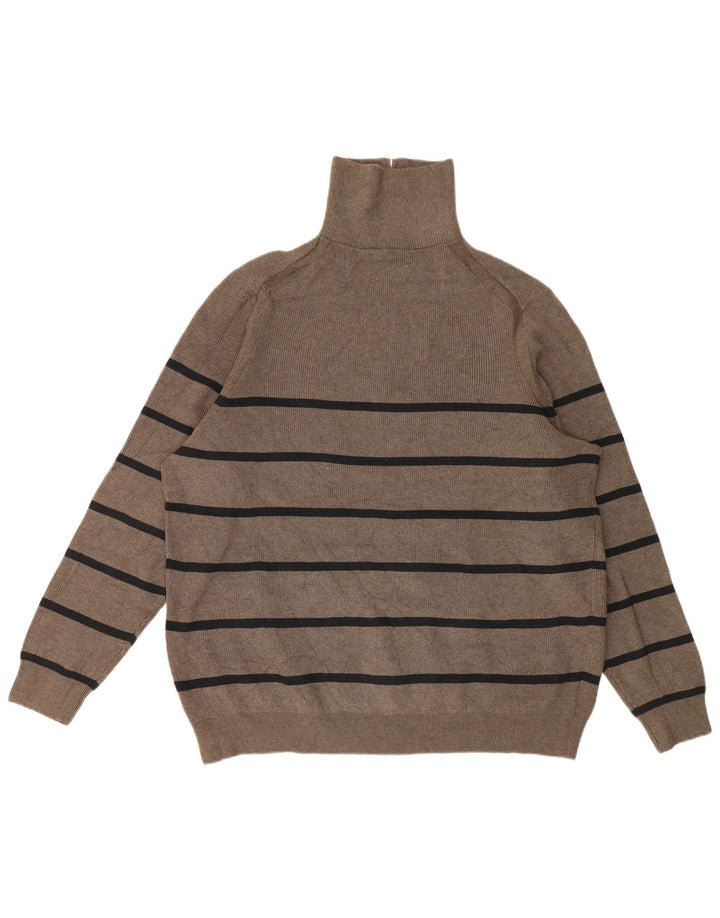 Marks & Spencer Herren-Pullover mit Reißverschluss am Hals, 2XL, grau gestreift, Polyester