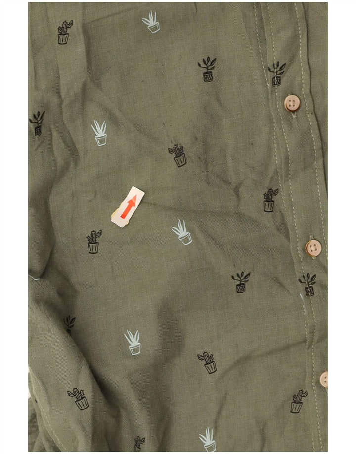 JACK & JONES Herrenhemd aus mittelgrün gefleckter Baumwolle