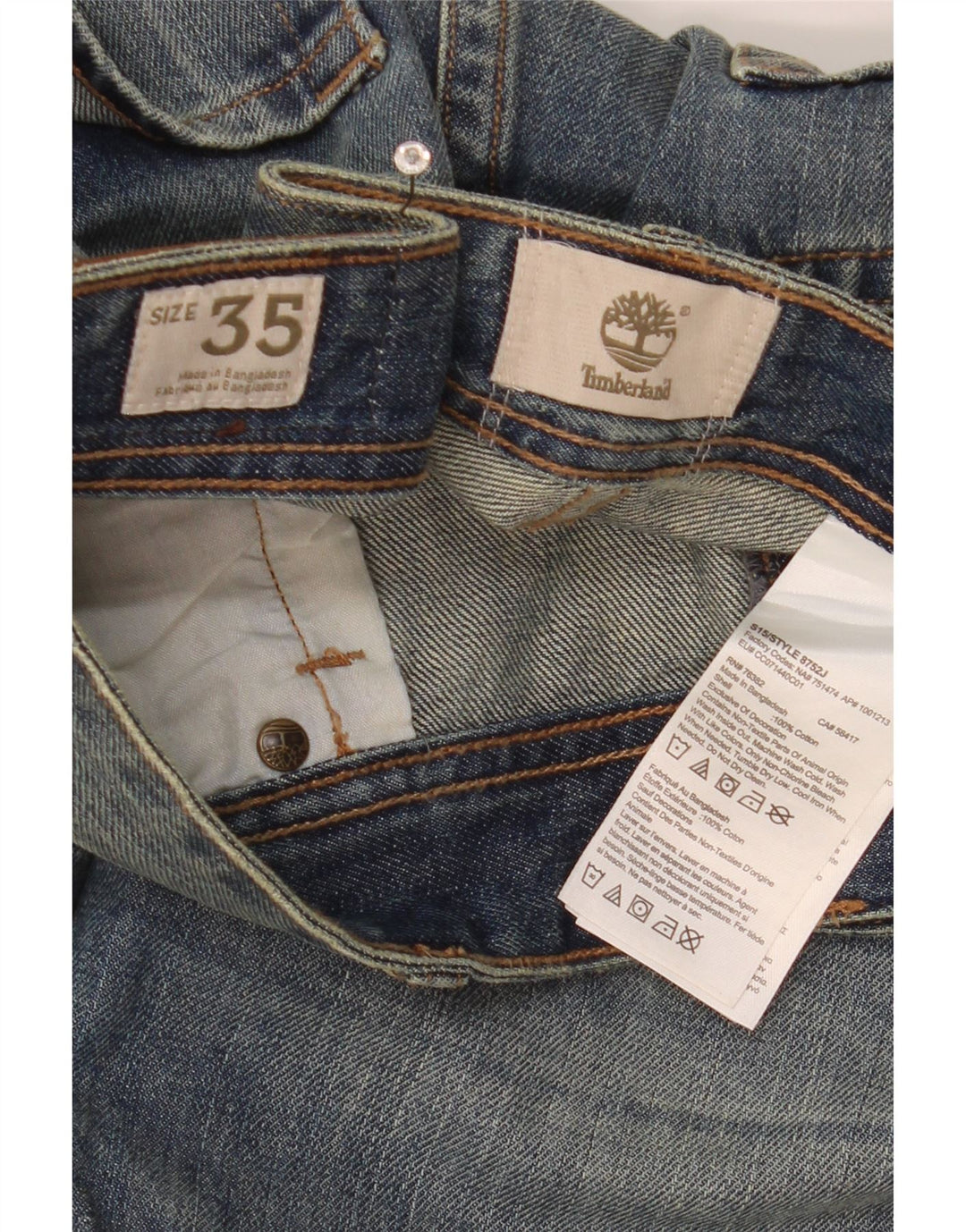 Timberland Herren Straight Jeans W35 L33 Blaue Baumwolle