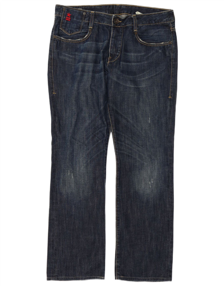 Uniform Herren Straight Jeans W34 L32 Blaue Baumwolle