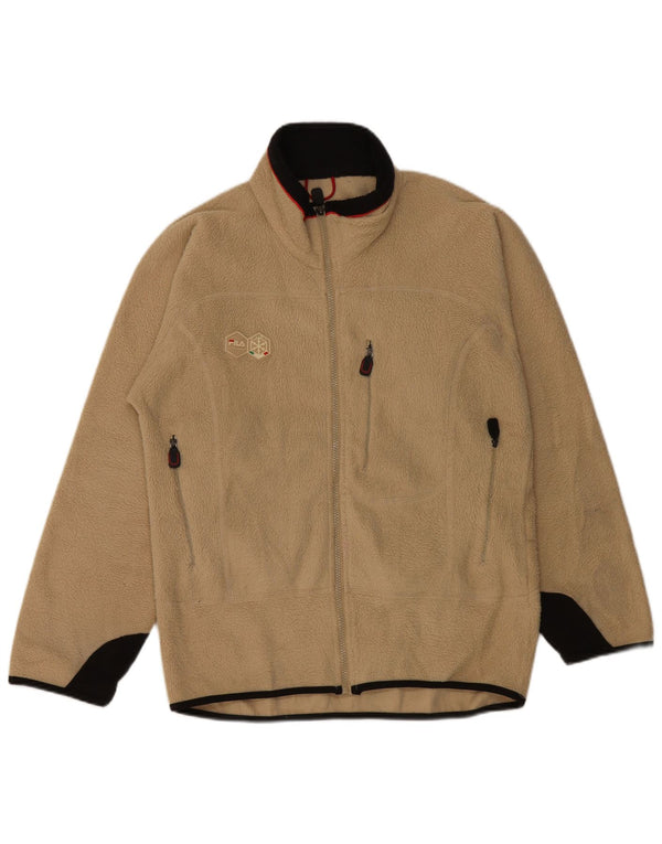 FILA Herren Fleecejacke UK 36 Small Beige Colourblock Polyester