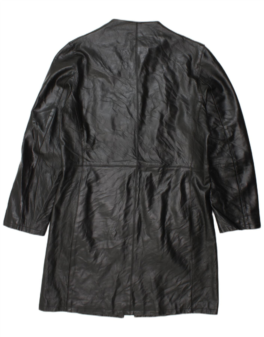 VINTAGE Damen Ledermantel IT 48 XL Schwarzes Leder