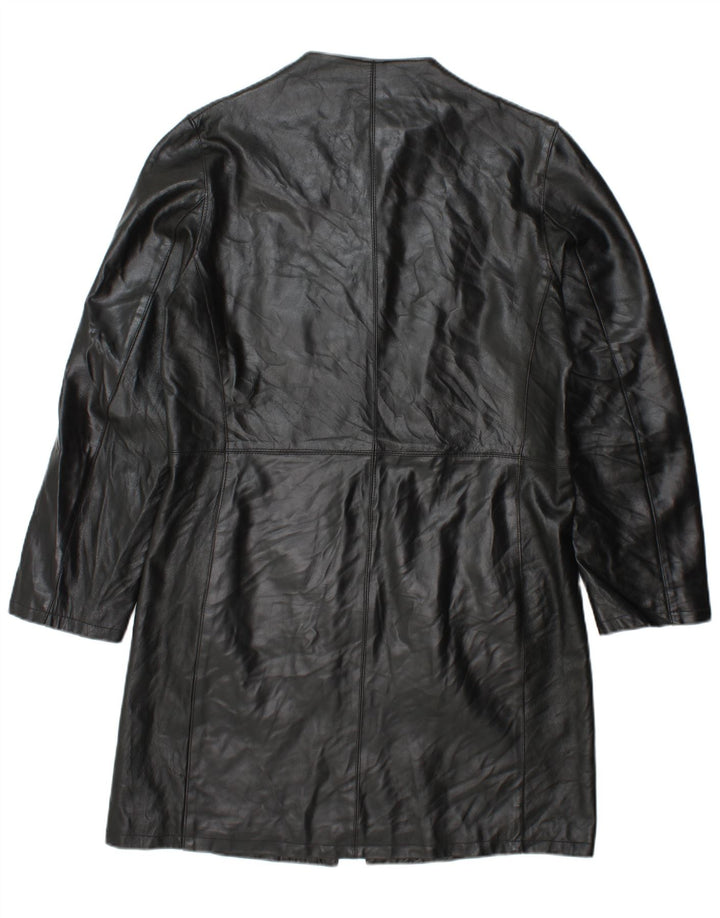 VINTAGE Damen Ledermantel IT 48 XL Schwarzes Leder