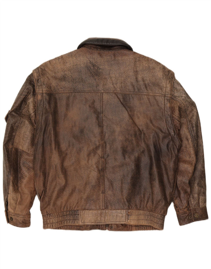 Berto Lucci Herren Lederjacke UK 40 Großes braunes Leder
