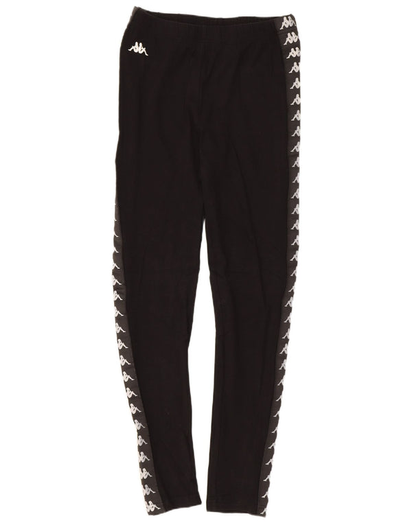 Kappa Womens Graphic Leggings UK 8 Small Schwarze Baumwolle