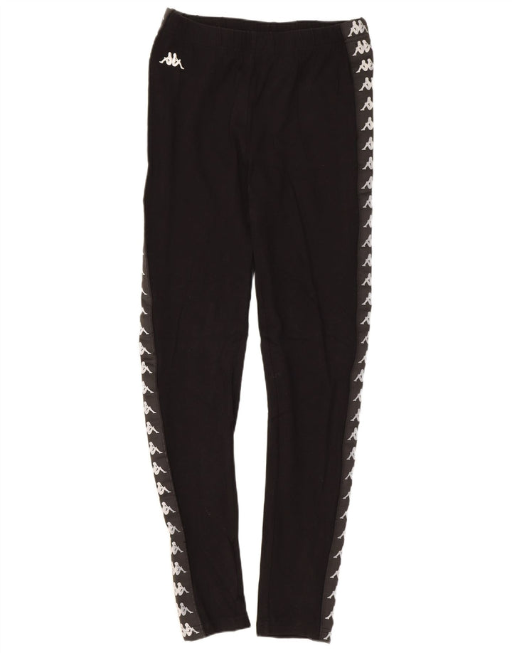 Kappa Womens Graphic Leggings UK 8 Small Schwarze Baumwolle