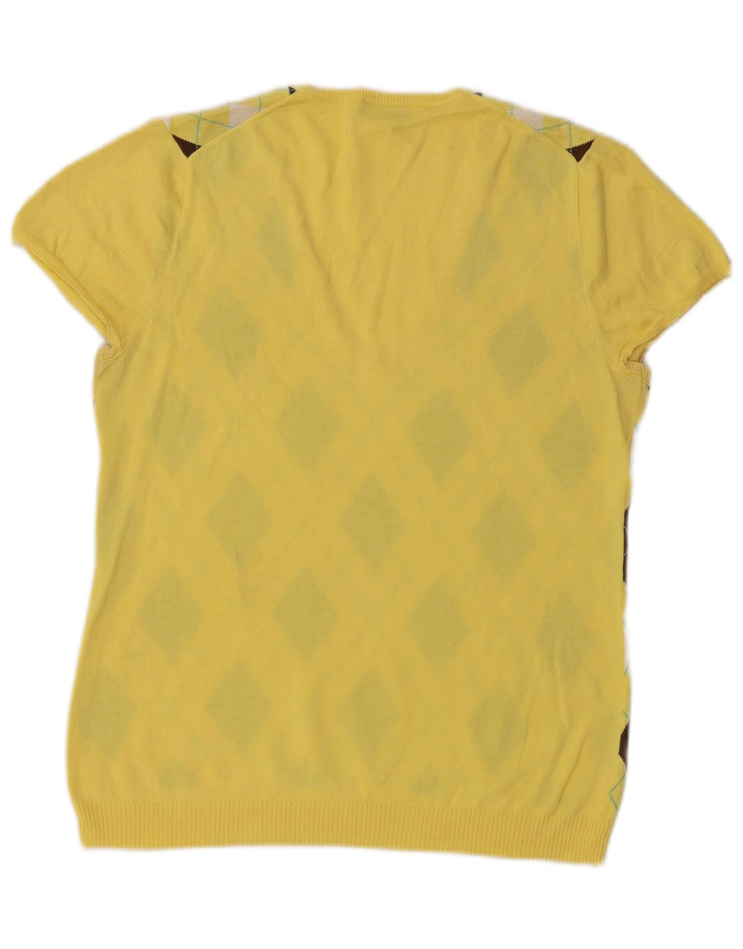 J. CREW Damen-Pullover mit V-Ausschnitt, UK 12, mittelgelb, Argyle/Diamant
