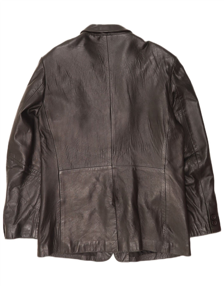 Mexx Herren 2-Knopf-Lederblazer IT 52 XL Schwarzes Leder