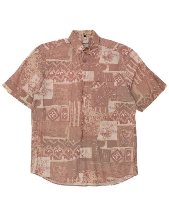 ARPINO Herren Kurzarmhemd Größe 39/40 Mittelrosa Patchwork