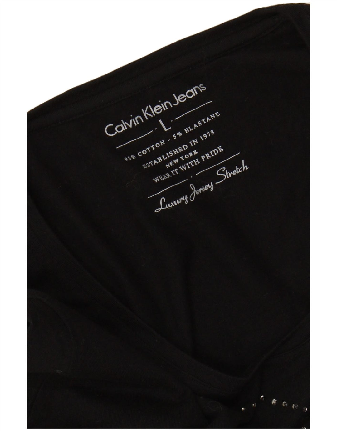 CALVIN KLEIN JEANS Damen Grafik-Top Langarm UK 14 Große schwarze Baumwolle