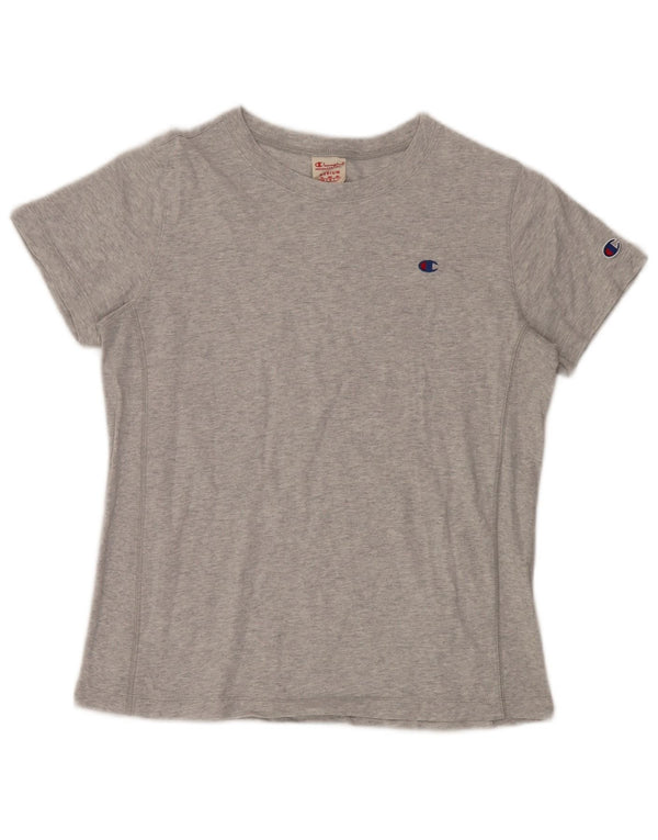 CHAMPION Damen T-Shirt Top UK 14 Mittelgrau gefleckte Baumwolle