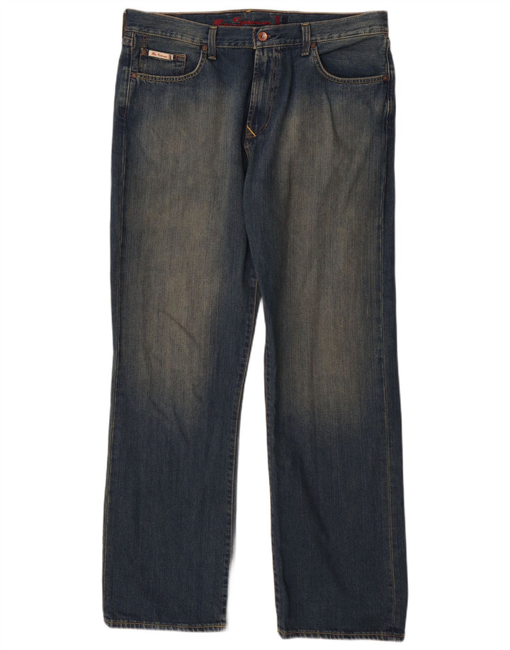 BEN SHERMAN Herren Straight Jeans W36 L32 Blaue Baumwolle