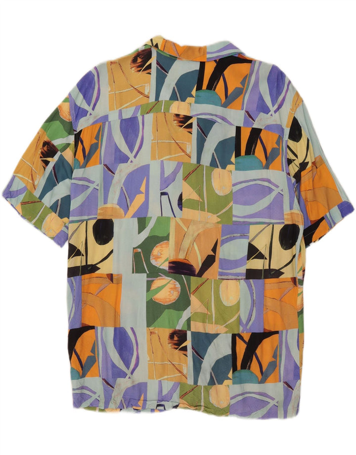 Pull & Bear Herren-Kurzarmhemd, groß, mehrfarbig, Patchwork-Viskose