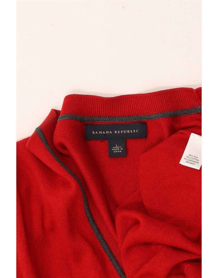 Banana Republic Herren-Strickjacke, große rote Seide