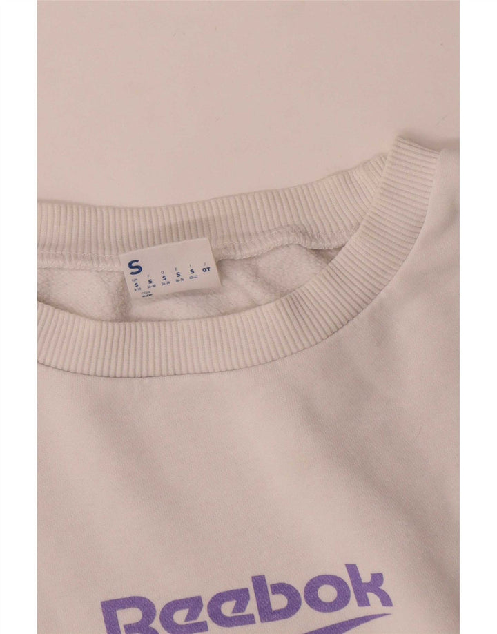 Reebok Damen Oversize Crop Sweatshirt Pullover UK 8/10 Small Weiß