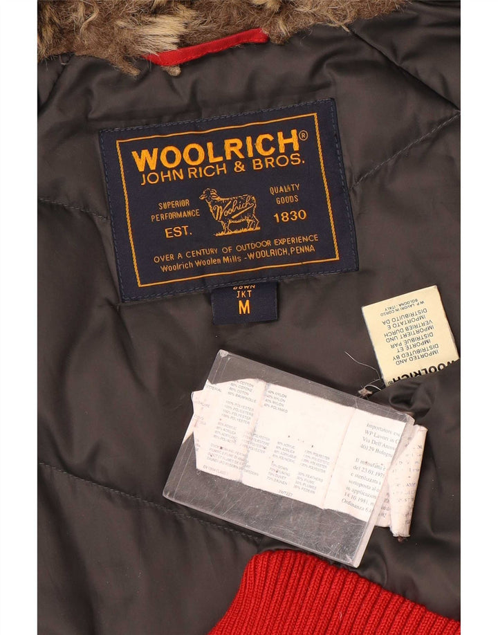 Woolrich Wattierte Damenjacke mit Kapuze, UK 14, mittelrotes Nylon