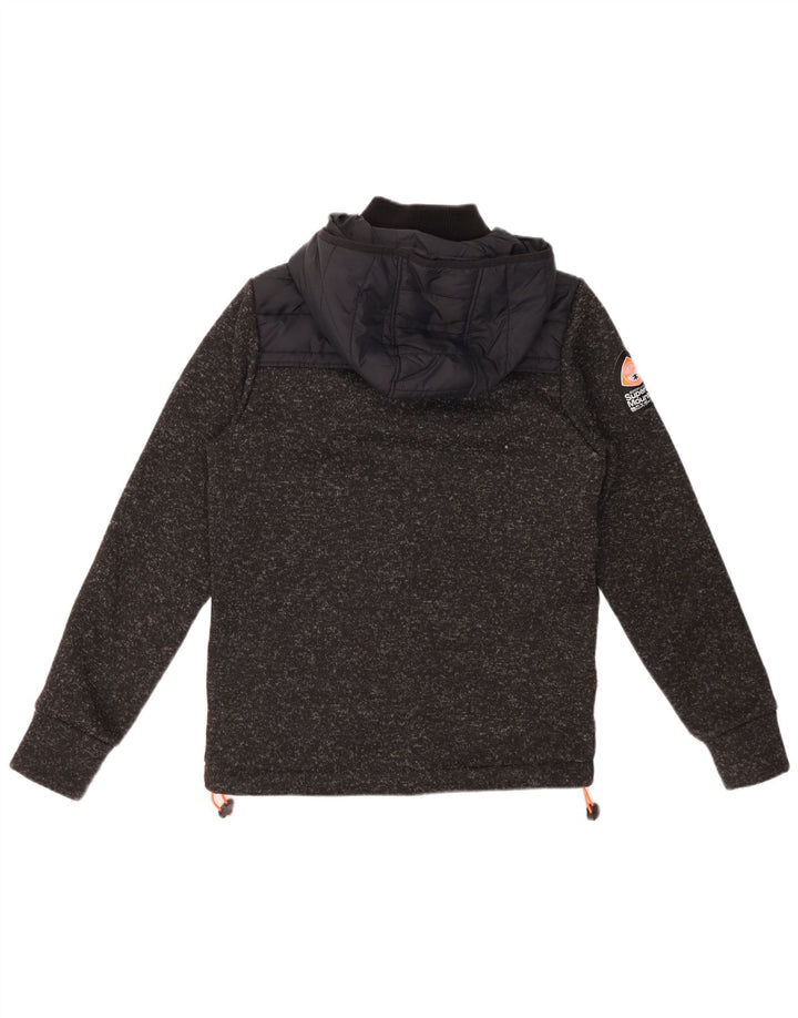 SUPERDRY wattierte Herrenjacke mit Kapuze, UK 38, Mittelschwarzes Colourblock-Nylon