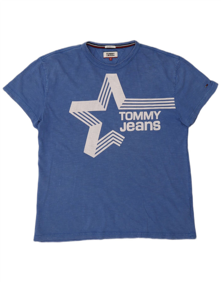 Tommy Hilfiger Herren-T-Shirt mit Grafik, klein, aus blauer Baumwolle