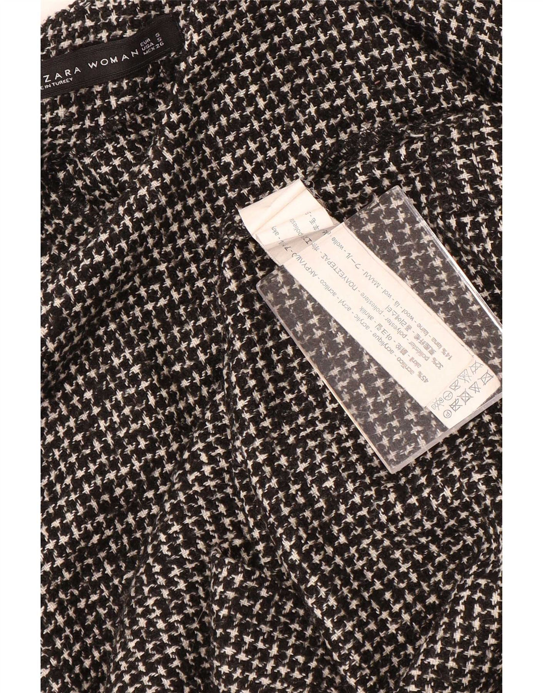 Zara Damen Langarmblusenoberteil UK 10 Small Graues Hahnentrittmuster aus Acryl