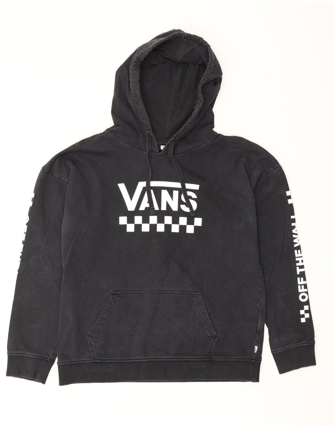 VANS Womens Graphic Oversized Hoodie Pullover UK 16 Große marineblaue Baumwolle