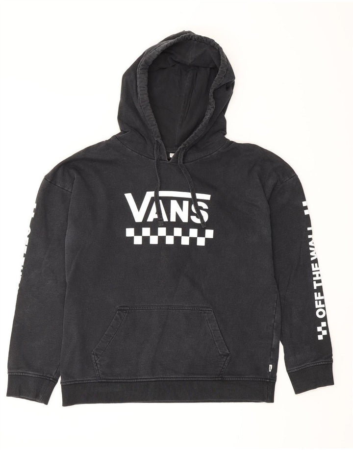 VANS Womens Graphic Oversized Hoodie Pullover UK 16 Große marineblaue Baumwolle