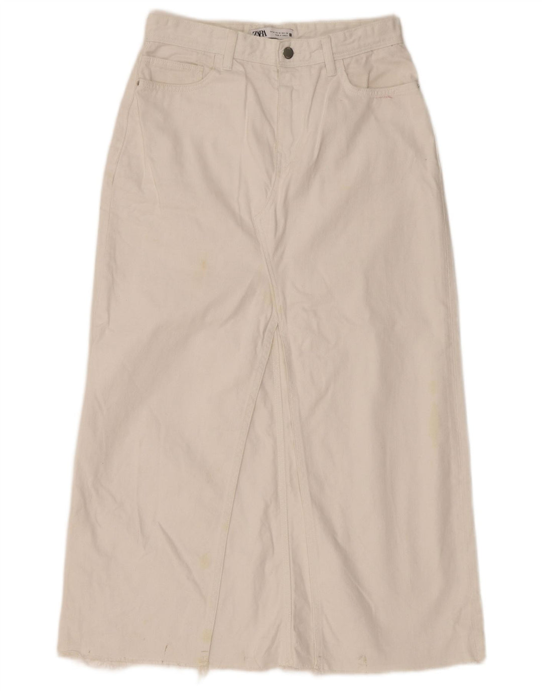 Zara Damen Jeans-Maxirock, Größe M, W30, Weiß