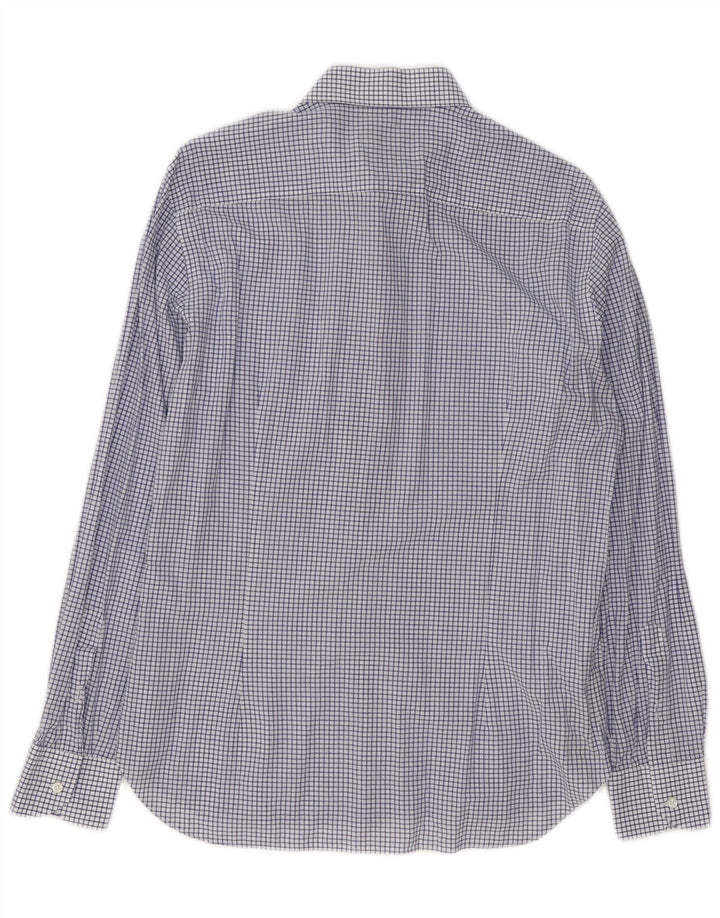 Massimo Dutti Herrenhemd Größe 42 16 1/2 große blau karierte Baumwolle
