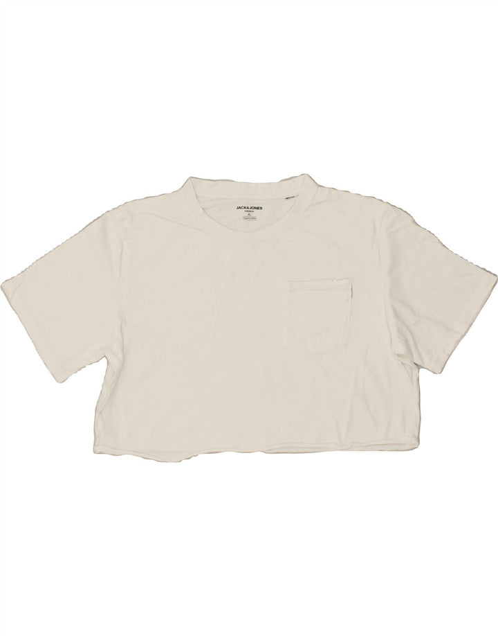 JACK & JONES Womens Crop Top UK 18 XL White Cotton | Vintage Jack & Jones | Thrift | Second-Hand Jack & Jones | Used Clothing | Messina Hembry 
