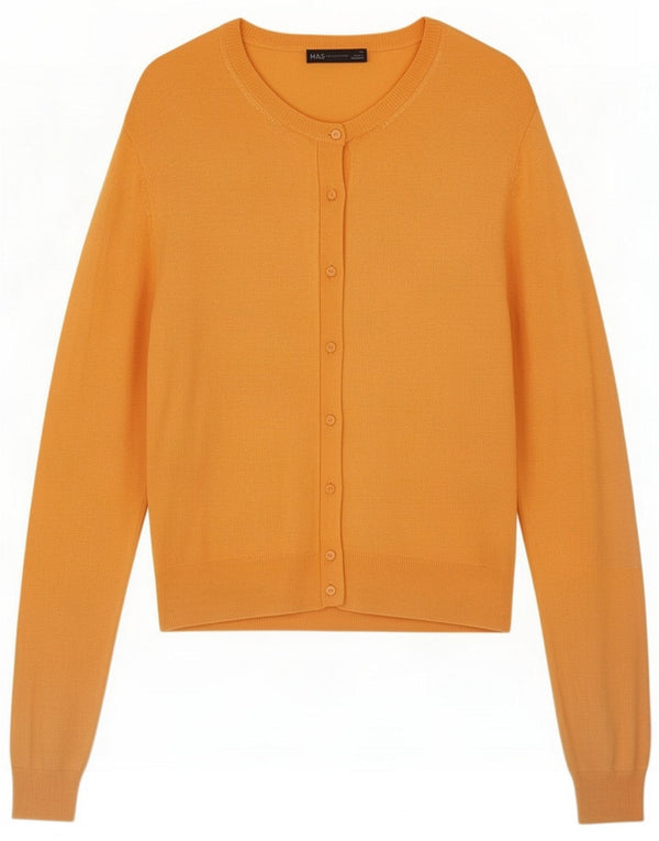 Marks & Spencer Damen Cardigan Pullover UK 14 Large Orange Viscose Classic