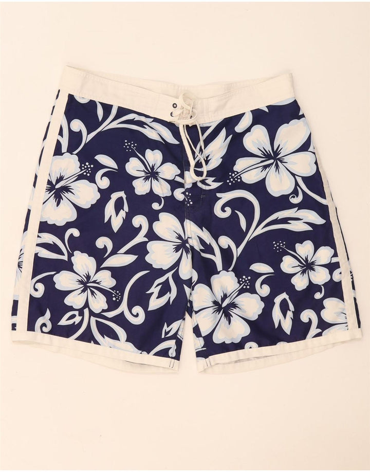 Sundek Herren-Badeshorts, groß, marineblaues Blumenmuster, Polyester