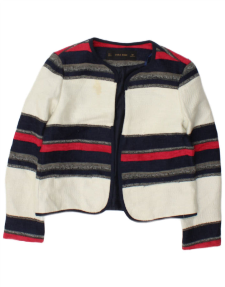 Offene Bolero-Jacke für Damen von Zara, UK 10, Größe S, weiß gestreift