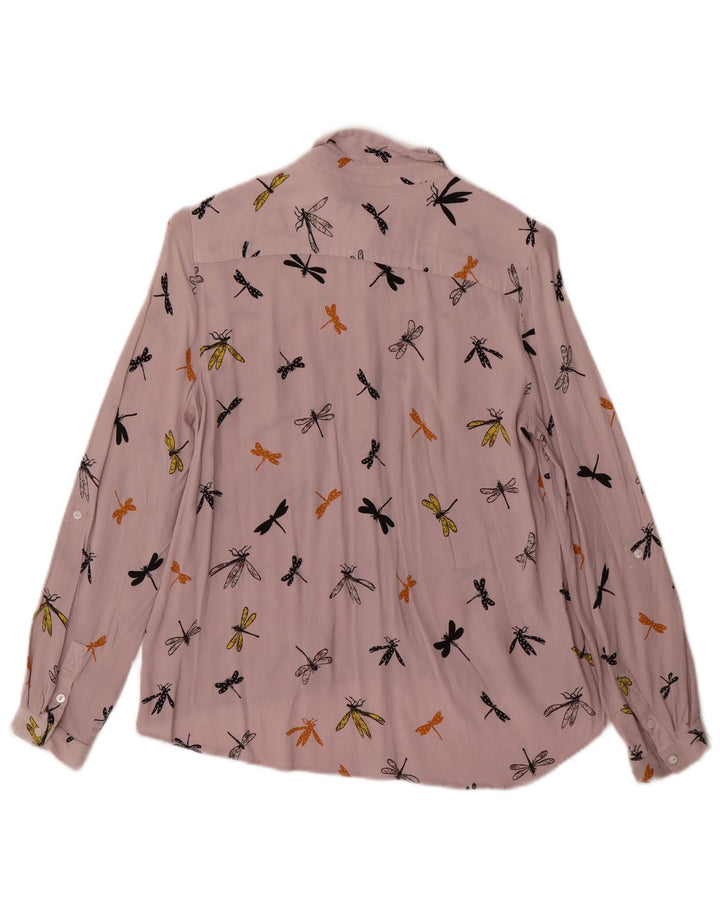 ZARA Damen-Hemdbluse mit abstraktem Muster, Gr. 6, XS, Lila