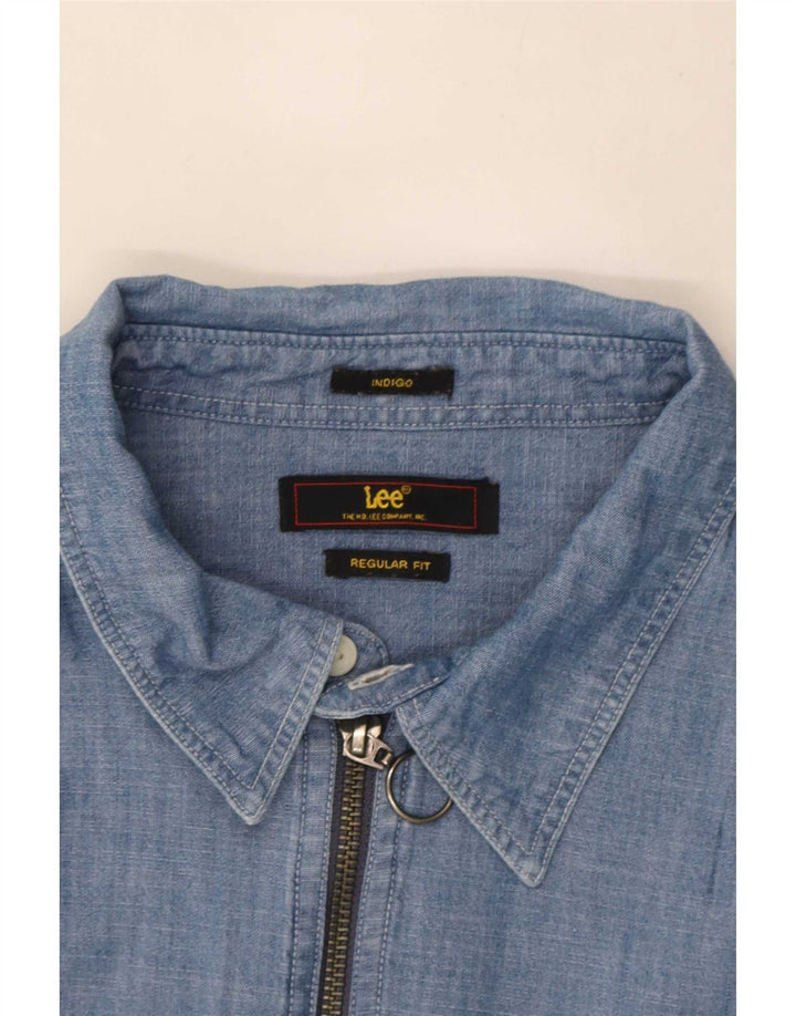 Lee Herren Indigo Regular Fit Pulloverhemd Mittelblau
