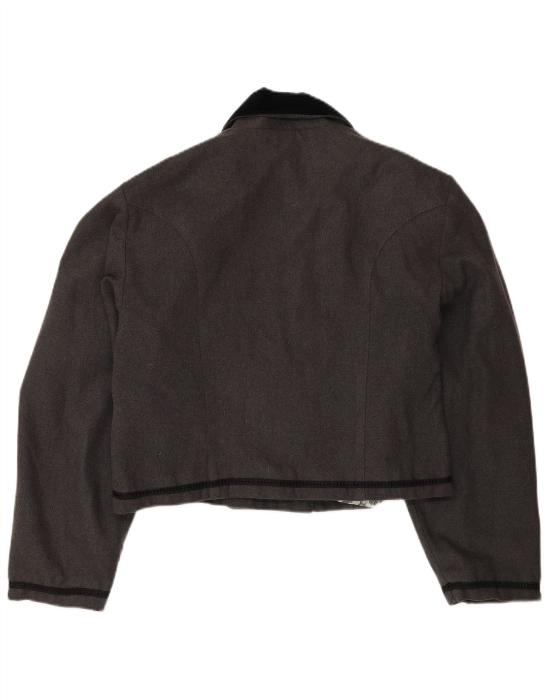 Vintage Damen Crop Blazer Jacke UK 14 Mittelgrau Farbblock