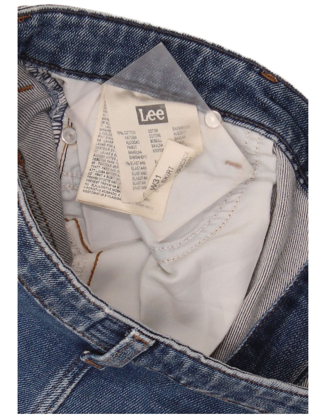 LEE Damen Jeansrock W31 mittelblaue Baumwolle