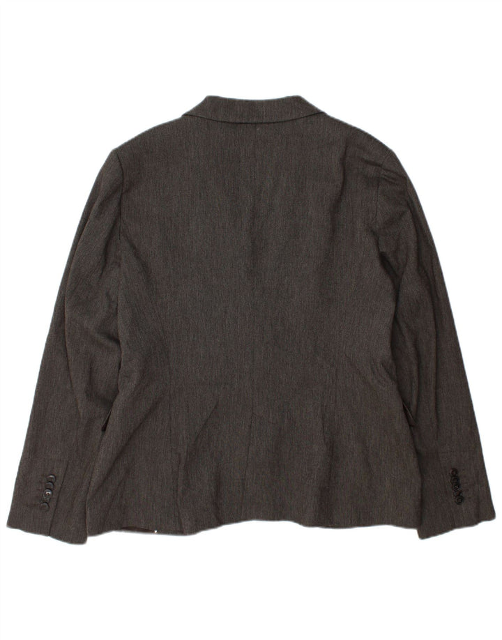 Zara Damen 1-Knopf-Blazerjacke UK 18 XL Graue Viskose