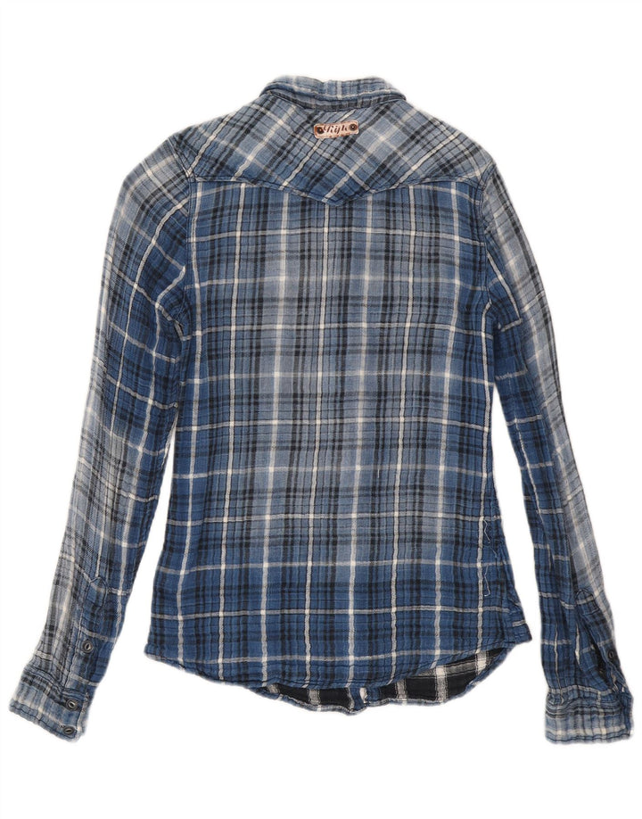 Rifle Herren-Flanellhemd, klein, blau kariert, Baumwolle