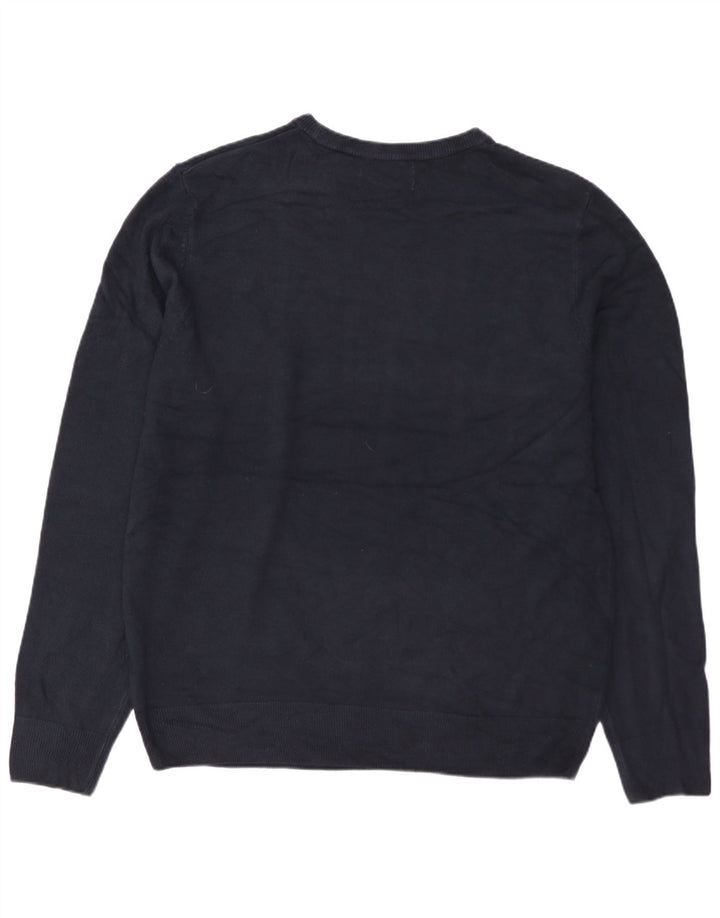 MARKS & SPENCER Herren-Pullover mit Rundhalsausschnitt, Größe L, Marineblau, Acryl