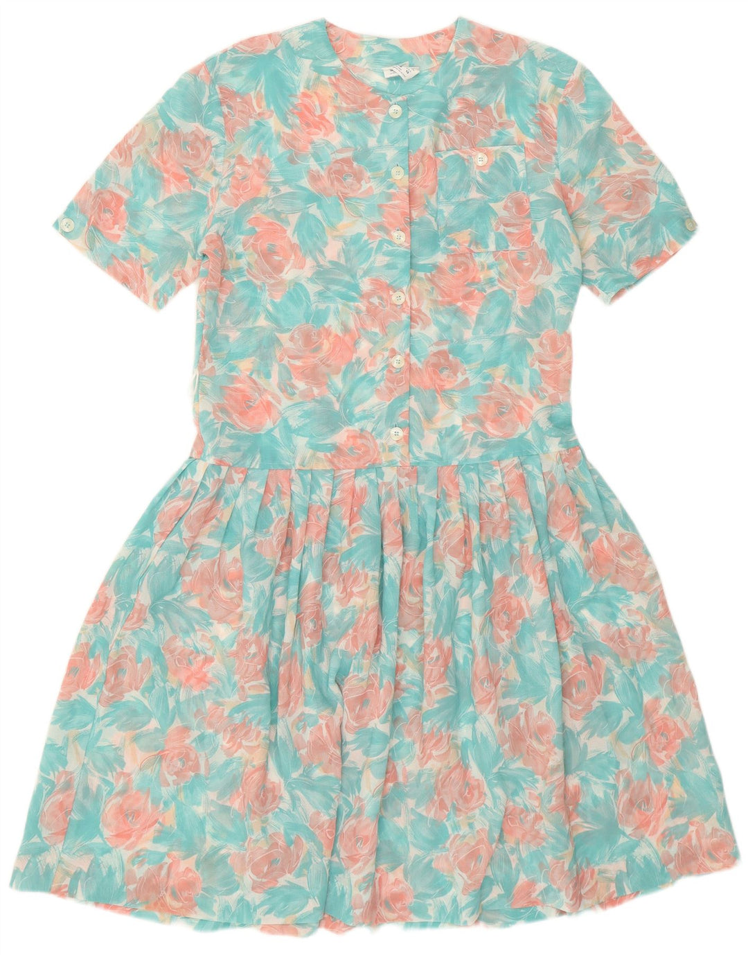 Eastex Damen Swing-Kleid UK 12 Medium Türkis Blumenmuster Polyester