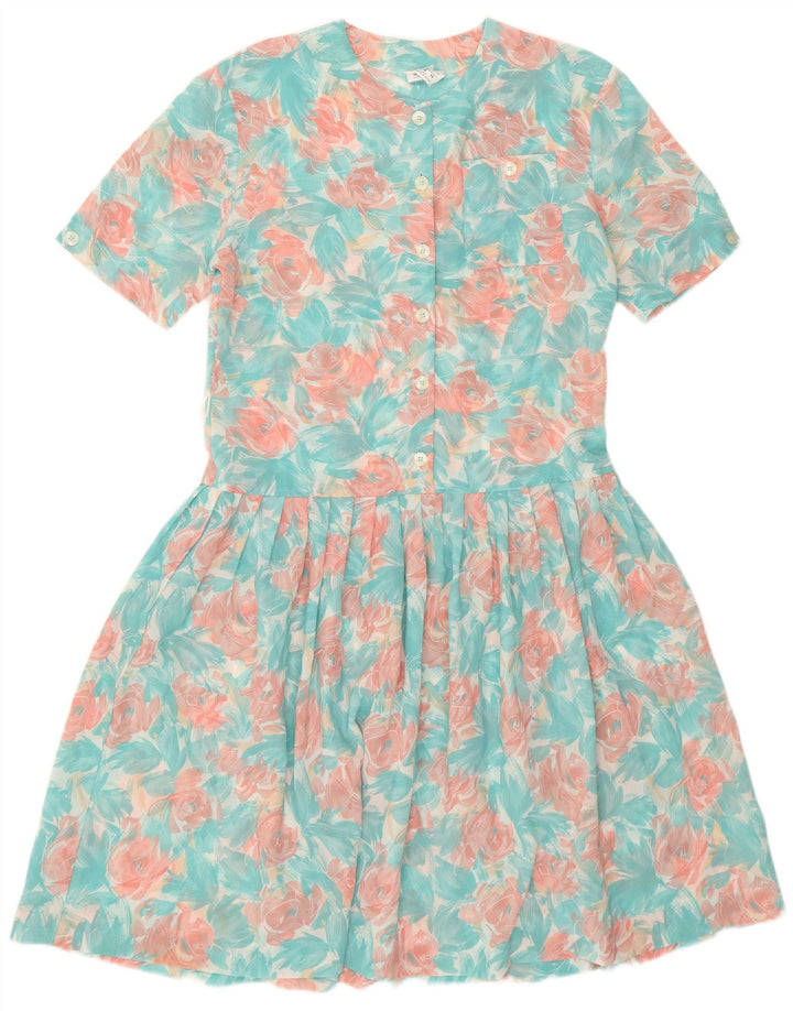Eastex Damen Swing-Kleid UK 12 Medium Türkis Blumenmuster Polyester