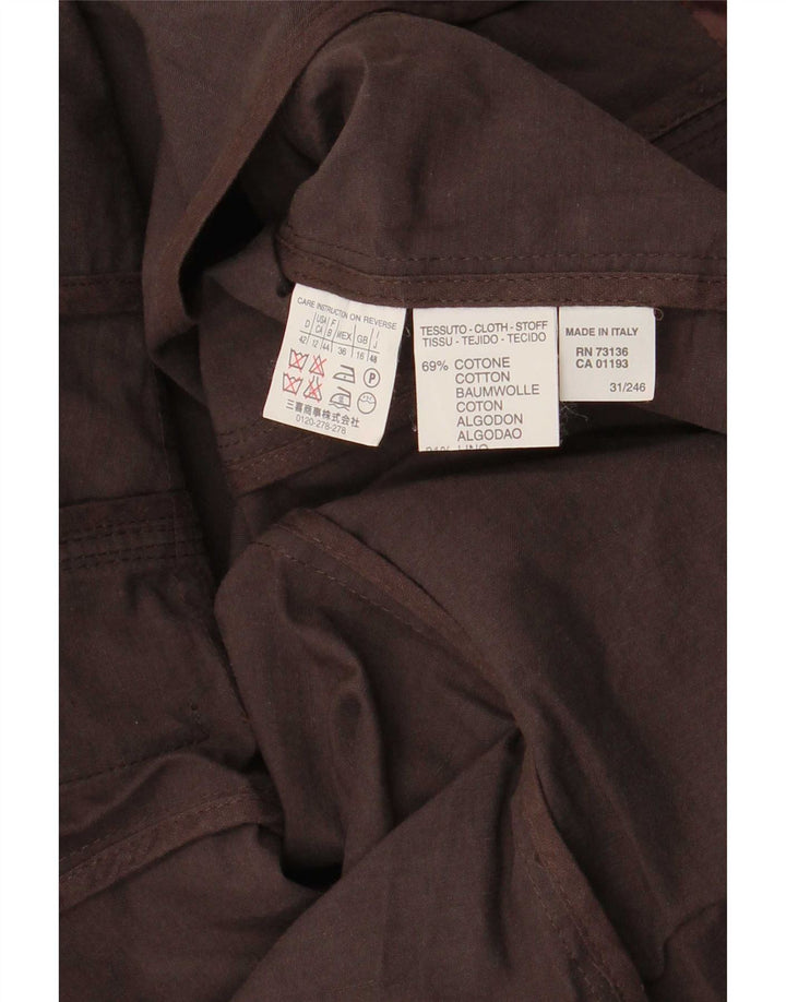 Marella Damen 2-Knopf-Blazerjacke UK 16 Große braune Baumwolle