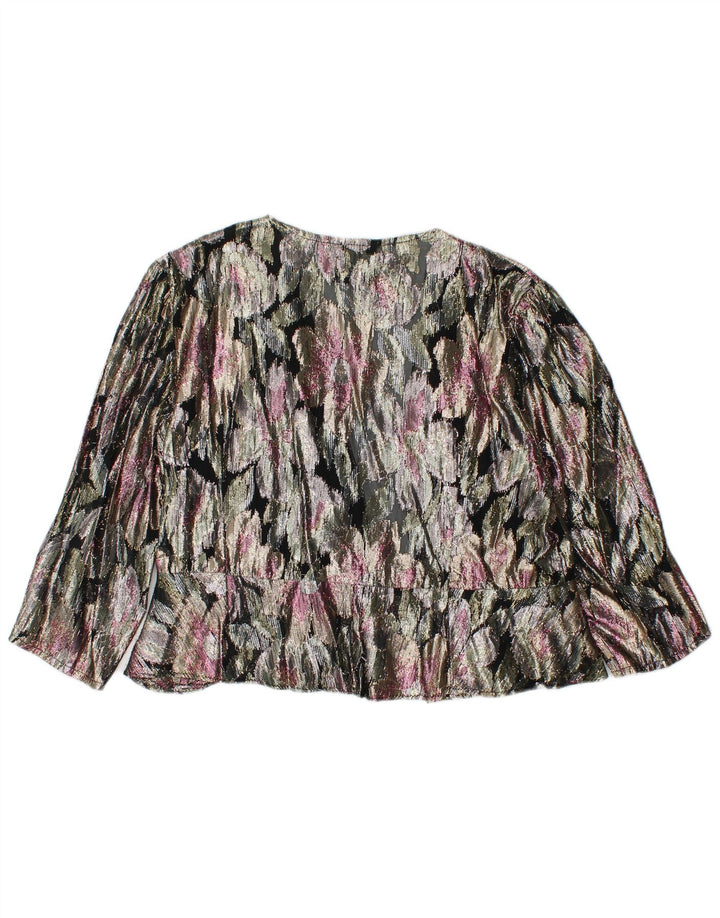 ARELLA Damen Crop Cardigan Top UK 16 Großes mehrfarbiges Blumenmuster