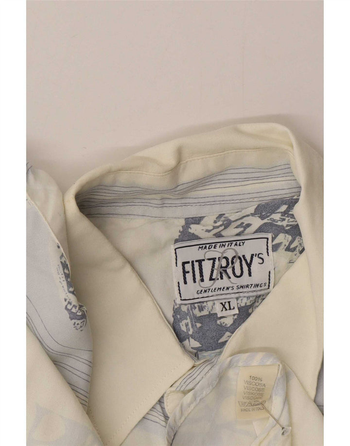 Fitzroy Herrenhemd XL Blau Paisley Viskose