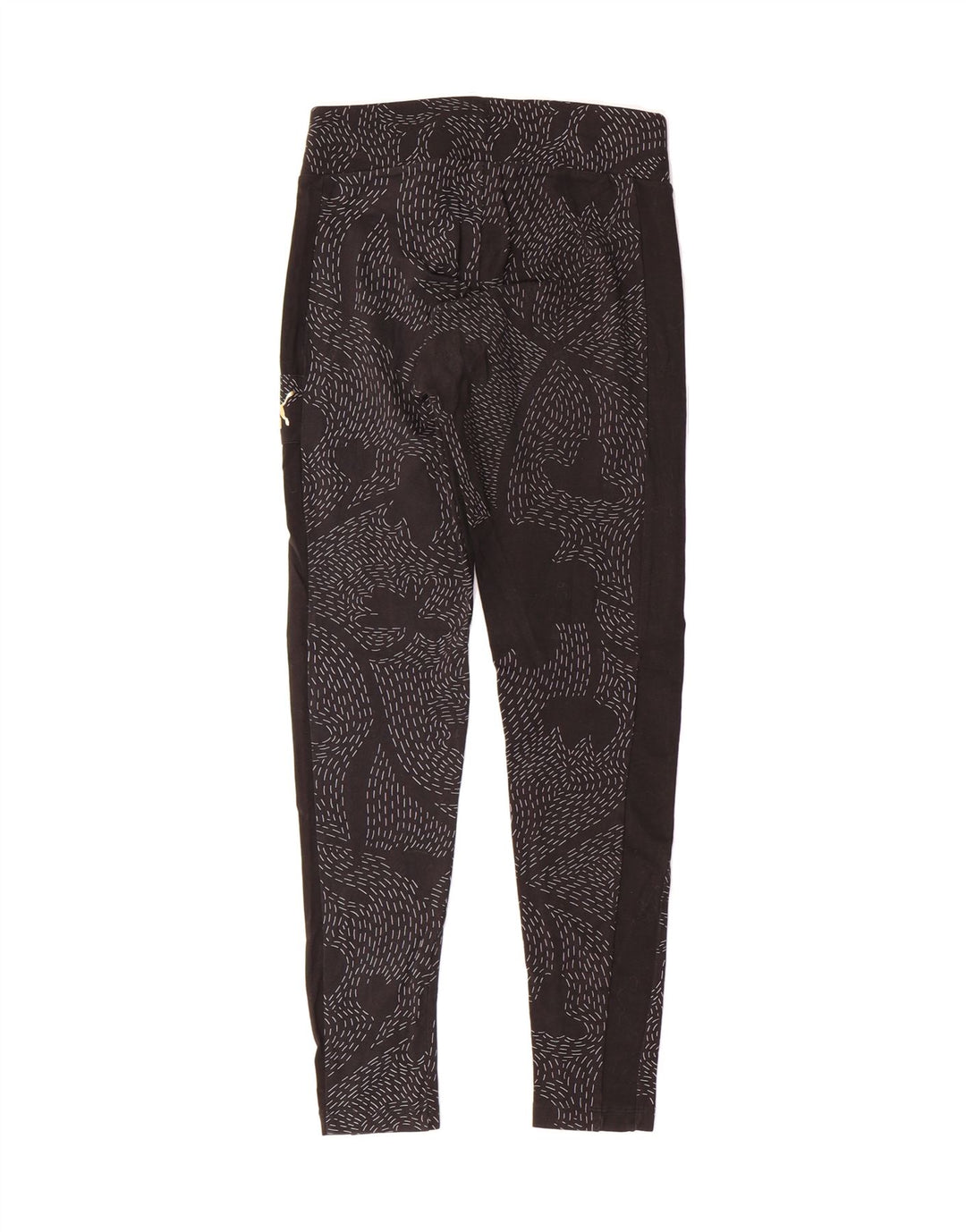 PUMA Womens Abstract Pattern Leggings UK 8 Small  Black Vintage Puma and Second-Hand Puma from Messina Hembry 