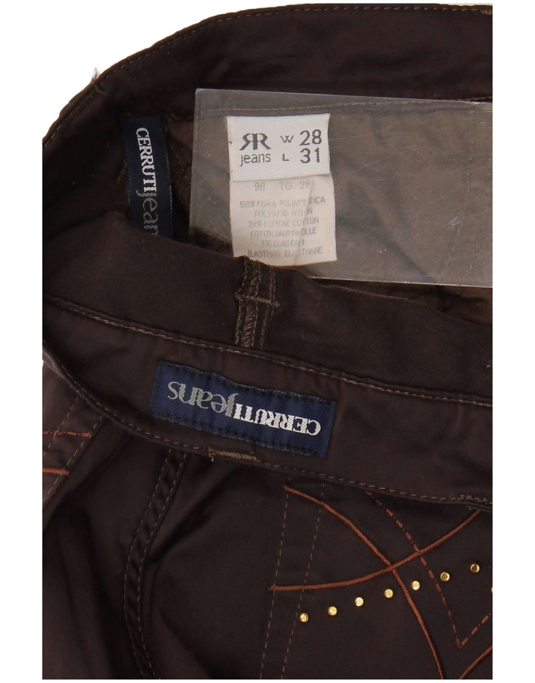 Cerruti 1881 Damen Bootcut Freizeithose W28 L31 Braunes Polyamid