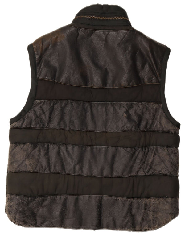 Americanino Herren-Gilet aus grafischem Leder, UK 42, XL, Schwarz, Farbblock