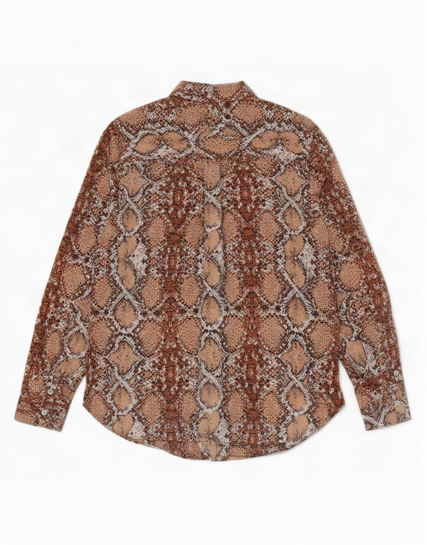 Marks & Spencer Damen-Hemdbluse, Größe S, Größe S, braun, Polyester mit Animal-Print